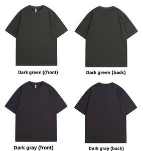 T-shirt décontracté pour homme, col rond, manches courtes, coupe classique, couleur unie vert foncé et gris foncé, tricoté, teint uni, design vierge - Product Image 3