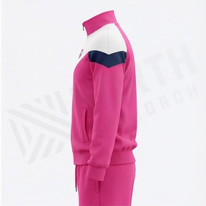 Survêtement unisexe color block à manches longues avec fermeture éclair et col montant, vêtement de sport décontracté pour adulte, en mélange polyester-coton, coupe classique, idéal pour le printemps. - Product Image 3