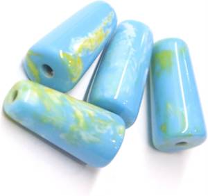 Handmade <b>Resin</b> Beads Blue Green Swirl Cylinder Shape Art <b>Craft</b> Jewelry Making Supplies - Product Image 1