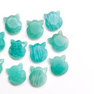 Cuentas talladas a mano de piedras preciosas sueltas con cara de gato de amazonita Natural, cuentas talladas facetadas de amazonita para la fabricación de joyas a precio mayorista - Product Image 5