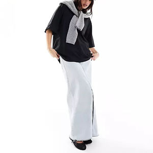 Camiseta de algodón lisa de corte holgado para mujer, estilo streetwear, personalizada, de gran gramaje, blanca, oversize - Product Image 4