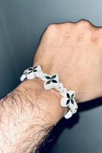 Green Peridot Marquise And Round Moissanite <b>Infinity</b> Link <b>Bracelet</b> For Unisex 925 Silver Fine Hip Hop Party Gift For Partner - Product Image 3