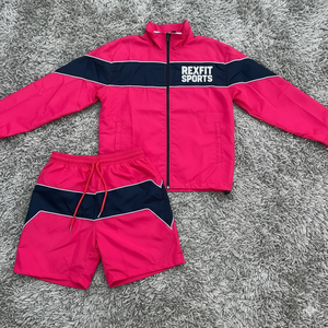 Rexfit Sports Custom Logo <b>Nylon</b> Windbreaker Suit Reflective Jacket and <b>Track</b> <b>Pants</b> Tracksuit Set Wholesale - Product Image 1