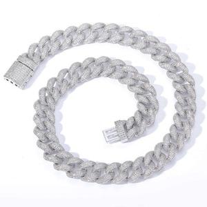 Collar de Cadena Cubana de Plata de Ley 925 Premium con Moissanita, Corte Brillante, Estilo Diamante, Iced Out, Moda Hip Hop - Product Image 3