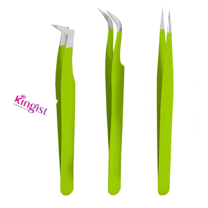 Japanese Stainless Steel Eyelash Extension Eyebrow Tweezers Set 5 <b>Tools</b> Including Straight Curved 45 90 Degree Angled Tweezers - Product Image 1