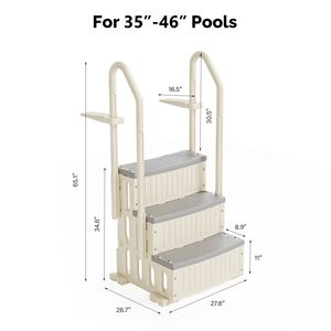 Scala per Piscina a 3 Gradini Rinforzata con Corrimano, Scale di Sicurezza in Acciaio Inossidabile per Piscine Fuori Terra, Bianco e Grigio - Product Image 3