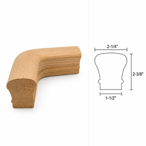 EFS Modèle 7011 Raccord de main courante d'escalier en bois massif à quart de tour 2-1/4" x 2-3/8" Design contemporain Garantie 1 an pour escalier - Product Image 1