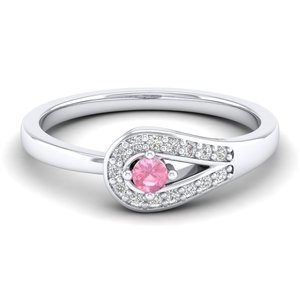 REYES Minimalist 925 Sterling Silver Pink Morganite Gemstone Rings Round Brilliant Cut 0.11 Carat Moissanite Fine Jewelry - Product Image 1
