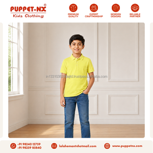 Camiseta Polo Amarilla de Manga Corta para Niños Puppetnx de la Mejor Calidad, Mezcla de Poliéster/Algodón, Uniformes Escolares - Product Image 2