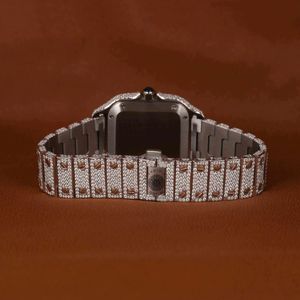 Montre de luxe antique ETA avec diamants pour homme, en acier inoxydable, mouvement à quartz analogique carré, chiffres romains, verre saphir, bracelet déployant - Product Image 5