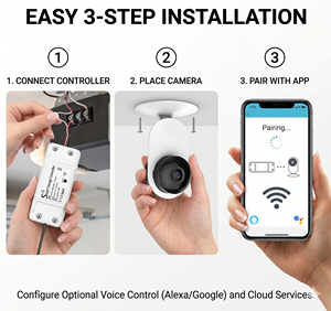 Abrepuertas de Garaje Inteligente con WiFi y Cámara, Compatible con Alexa y Google Home, Control Remoto por Aplicación, Controlador Inteligente de Garaje con Video - Product Image 6