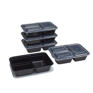 Set di 4 Contenitori per Alimenti con 3 Scomparti, 10 Pezzi, Colore Nero - Product Image 2