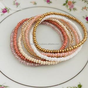 Nuevas cuentas de semillas de cristal de estilo étnico indio, pulsera de cuentas de semillas de cristal hecha a mano de arcoíris, pulsera de amantes con cuentas degradadas para mujer - Product Image 3