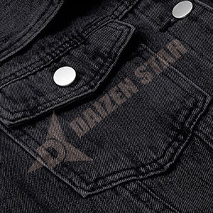 Veste en jean classique pour homme, coupe régulière, délavage foncé, fermeture boutonnée en coton, style décontracté, vêtement d'automne - Product Image 4