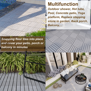 10 Pezzi di Piastrelle Incastrabili in Legno di Acacia Grigio Chiaro con Motivo a Righe 30x30 cm per Pavimentazione Esterna di Patio e Balcone - Product Image 6