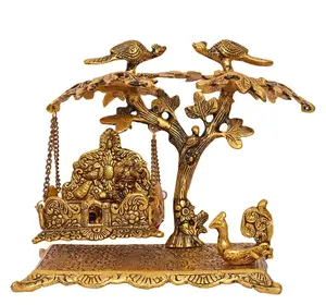 Laddu Gopal氧化金属Jhula手工制作的Puja Jhula Laddu Gopal Jhula用于荷马装饰办公室装饰和生日礼物