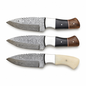 Burraq DIY OEM Custom Handmade Damascus Steel 9-inch <b>Clip</b> Point Skinning Knife with Colorful Wood Handle for Camping Kitchen Use - Product Image 2