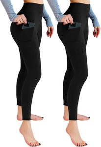 กางเกงเลกกิ้งออกกำลังกายเอวสูงสำหรับผู้หญิง ผ้าถัก มีกระเป๋า ยืดหยุ่น ระบายอากาศ ป้องกันแบคทีเรีย เหมาะสำหรับโยคะ ฟิตเนส วิ่ง และออกกำลังกายที่ยิม - Product Image 4