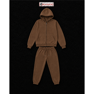 Custom Brown Tracksuit Men <b>Full</b> <b>Zip</b> <b>Hoodie</b> Jogger Pants Set Plain Casual Sportswear Gym Training Streetwear Wholesale Athletic W - Product Image 4