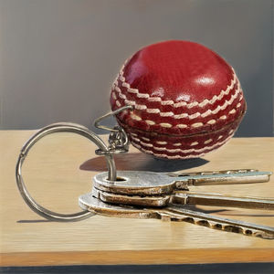 Llavero de bola roja de cricket de calidad superior disponible - Product Image 1