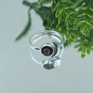 Smoky Quartz 925 Sterling Silver Crescent <b>Moon</b> <b>Ring</b> Handmade Adjustable Boho Statement Jewelry Gift Women for Christmas gift her - Product Image 6