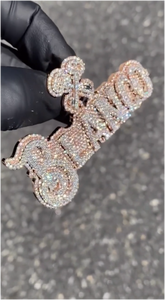 Pendentif personnalisé bicolore entièrement serti de moissanite, en argent sterling 925, bijoux hip-hop pour homme, pendentif lettre en moissanite - Product Image 5