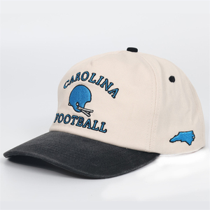 Custom Embroidered Logo Baseball Cap Trendy Vintage Snapback with Stretchable Brim 100% cotton 5-Panel <b>Hat</b> - Product Image 2