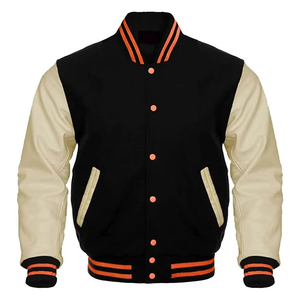 Blouson Bomber Baseball Varsity Style Letterman Tendance avec Patchwork Sportif, Couleurs d'Équipe Hiver, Tissu Toile Personnalisable - Product Image 2