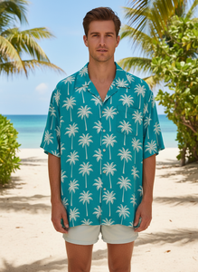 Camiseta de Verano para Hombre, Tallas Grandes, con Estampado Personalizado de Palmeras, Diseño Sólido, Transpirable, Antiarrugas, Manga Corta, Estilo Casual - Product Image 5