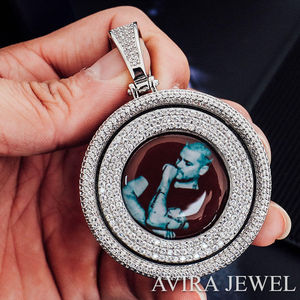 สร้อยคอจี้ฮิปฮอป เงินแท้ 925 ชุบทองคำขาวและโรสโกลด์ ดีไซน์สำหรับทั้งชายและหญิง ประดับเพชรโมอิสซาไนต์ - Product Image 3