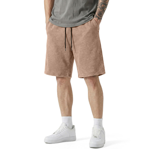 Pantalones Cortos Deportivos Unisex Personalizados de Verano, Ligeros, 100% Algodón, Impresión Serigrafiada, Estilo Urbano, Vintage, Lavado Ácido con Efecto Desgastado por el Sol - Product Image 1