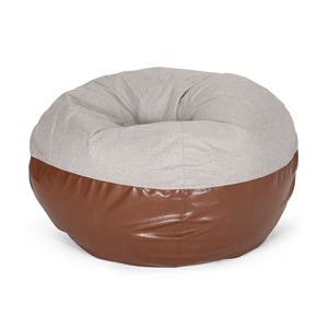 Maxi luce da 5 piedi grigio e caffè marrone sacco divano in tessuto bicolore resistente e Design arrotondato in ecopelle - Product Image 5