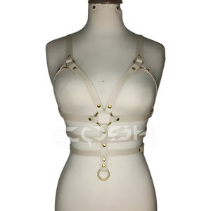 Soutien-gorge cage multi-bretelles avec anneaux en O dorés, harnais de lingerie intégral - Product Image 1