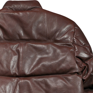 Chaqueta de Invierno Acolchada de Cuero para Hombre, Diseño Personalizado, con Logotipo Bordado en la Parte Delantera, Estilo Puff, Talla Grande, Venta al Por Mayor OEM - Product Image 5