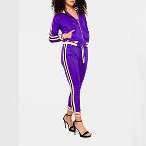 Ensemble de survêtement décontracté pour femme en coton uni, 2 pièces, avec capuche, haut court, polaire respirante lavée pour l'hiver - Product Image 4