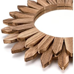 Specchio da Parete Rustico in Legno da 12 Pollici, Stile Boho, Decorativo per Ingresso, Camera da Letto, Soggiorno, Bagno, Idea Regalo per la Casa - Product Image 3