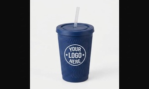 Gobelet en plastique réutilisable avec logo personnalisé, couvercle et paille – Tasse promotionnelle pour café, voyages et événements - Product Image 2
