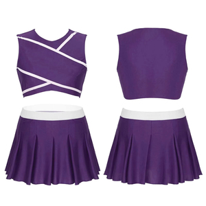 Ensemble de tenues de cheerleader en gros pour femmes, avec logo personnalisé, haut et jupe, pour compétition, fournisseur en gros - Product Image 4