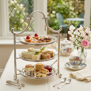 Élégant support à dessert argenté à 3 niveaux, plateau de service vertical en métal poli miroir pour le goûter et les événements festifs - Product Image 3