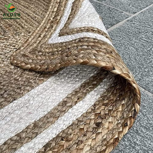 Alfombras rectangulares de tamaño mediano de diseño minimalista, hechas de yute trenzado a mano, personalizables para el hogar y exteriores. - Product Image 2