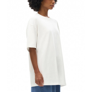 Casual Short Sleeve Loose Oversized <b>Blank</b> T-Shirt Women with Front Logo Position 100% Organic Canvas Fabric <b>Weight</b> 260g - Product Image 2