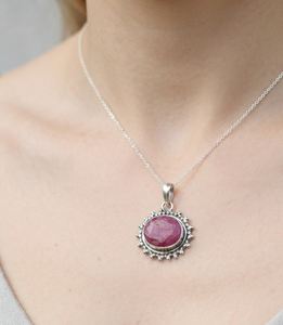 Pure 925 Sterling Silver Vintage Oval Pink <b>Ruby</b> Charm <b>Necklace</b> Women Yellow Gold Rose Gold Plated Natural Gemstone Jewelry Gift - Product Image 1