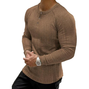 Men’s Ribbed <b>Henley</b> Shirt, Short Sleeve Slim Fit Muscle T-Shirt, Stretch Cotton Fitted Casual <b>Top</b> for Summer and Everyday Wear - Product Image 1