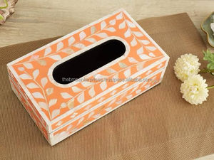 Hot Selling Luxury <b>Black</b> & White MDF <b>Tissue</b> Box with Elegant Mother Pearl Design for Home Hotel Restaurant Decoration Made <b>Paper</b> - Product Image 2