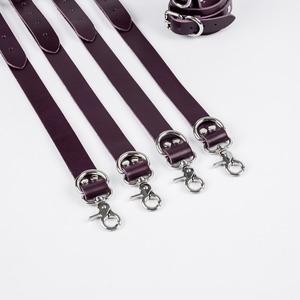 <b>Black</b> Genuine Leather Bed Restraints <b>Harness</b> Straps Set Adjustable Bondage Cuffs Adult Game Products RTTS-0115 - Product Image 5