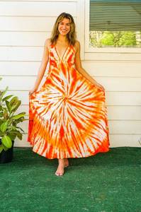 Robe Maxi Tie Dye personnalisée avec motif solide Style mignon tissé taille longues manches douces exportateurs de vacances de haute qualité! - Product Image 6