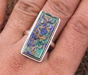 Bague en argent sterling 925 avec incrustation d'onyx noir rectangulaire naturel, style classique, cadeau de mariage pour femme - Product Image 3