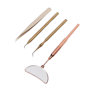 Kit de Herramientas de Extensión de Pestañas de Acero Inoxidable de Alta Calidad, 4 Piezas, Diseño Moderno y Simple, con Espejo, Kit Profesional - Product Image 1