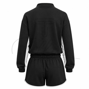 Ensemble de survêtement décontracté d'été personnalisé pour femme, brodé, 2 pièces, en coton, unisexe, avec t-shirt à manches longues et short, séchage rapide - Product Image 2