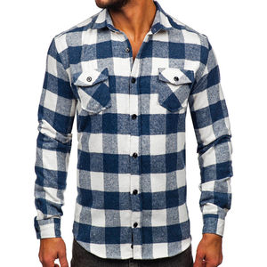 Winter Mens Plaid Flannel Cotton Shirts Thick Fleece <b>Jacket</b> Quilted Lined Long Sleeve Red <b>Checkered</b> Shirt for Man - Product Image 1